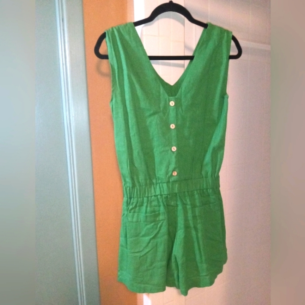 🧟Green Linen/cotton romper